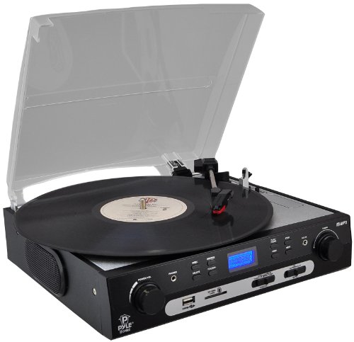 PYLE PLTTB9U USB Turntable with direct-to-digital USB/SD Card Encoder and Built-in AM/FM Radio Conversion