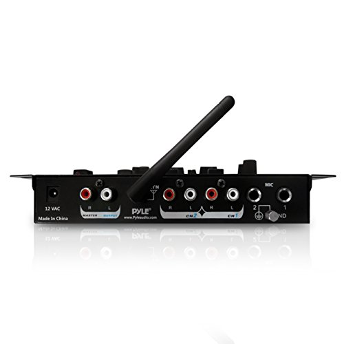Pyle PMX7BU Bluetooth 3-Channel DJ MP3 Mixer, Mic-Talkover, USB Flash Reader, Dual RCA & Microphone Inputs, Headphone Jack