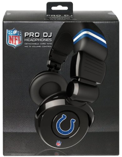 iHip Official NFL - INDIANAPOLIS COLTS - Noise Isolation Pro DJ Quality Headphone With Detachable Cord And Built-In Microphone With Volume Control, NFH26INC