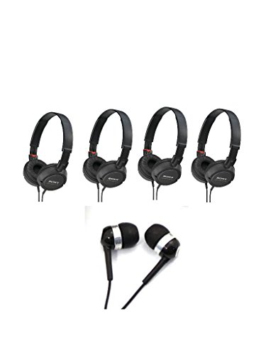 Sony MDRZX100/BLK ZX Series Stereo Headphones (Black, 4 Pack with FSM earphone)