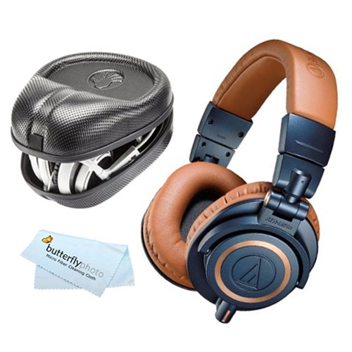 Audio-Technica ATH-M50XBL Professional Monitor Headphones - Blue (New 2014 Model) + Slappa Full Sized HardBody PRO Headphone Case (SL-HP-07)