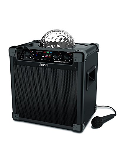 Ion Audio MAIN-80512ION Audio Party Rocker Plus | Rechargeable Speaker with Spinning Party Lights & Karaoke Effects (50W)