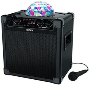 Ion Audio MAIN-80512ION Audio Party Rocker Plus | Rechargeable Speaker with Spinning Party Lights & Karaoke Effects (50W)
