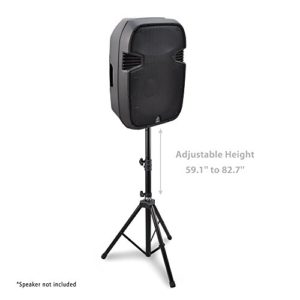 Universal Speaker Stand Mount Holder - Heavy Duty Rubber Capped Tripod w/ Adjustable Height from 59.1" to 82.7" Locking Safety PIN & 35mm Compatible Insert On-Stage or In-Studio Use - Pyle PSTND1