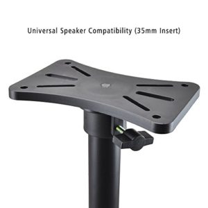 Universal Speaker Stand Mount Holder - Heavy Duty Rubber Capped Tripod w/ Adjustable Height from 59.1" to 82.7" Locking Safety PIN & 35mm Compatible Insert On-Stage or In-Studio Use - Pyle PSTND1